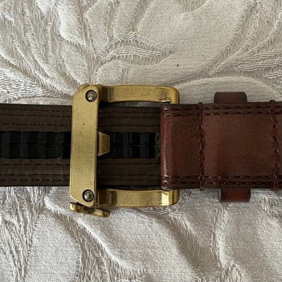 NO Holes Heavy Duty Automatic Buckle Belt Cognac Brown SzS Country Ranch Durable - Picture 5 of 10